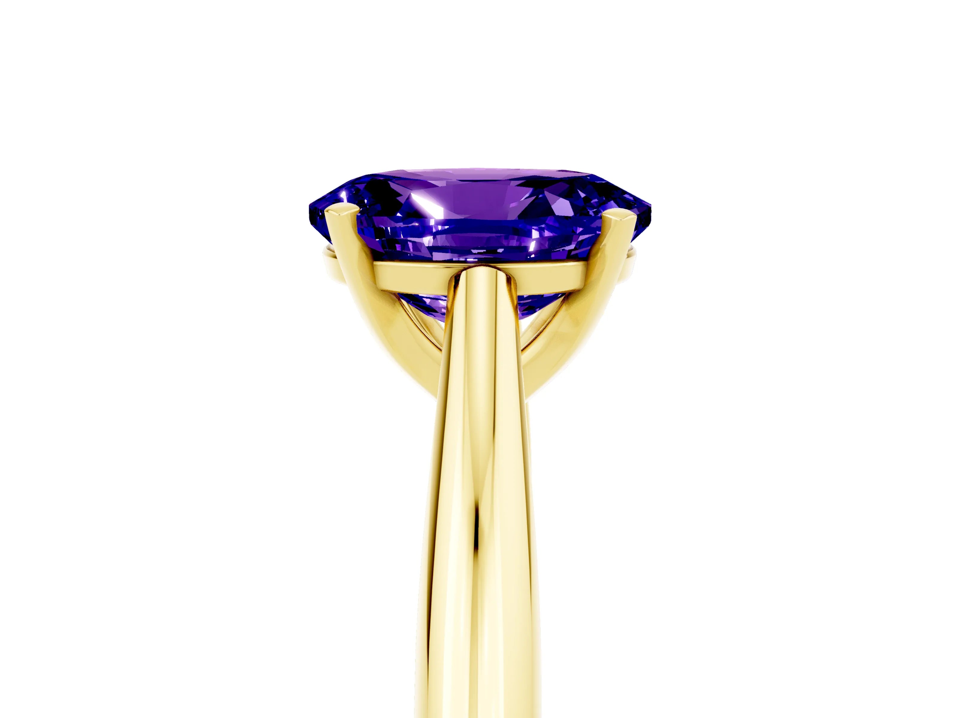 Yellow gold Oval Cut Tanzanite Solitaire Engagement Ring with Cathedral Setting and Four-Prong Mount_17
