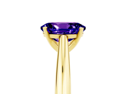 Yellow gold Oval Cut Tanzanite Solitaire Engagement Ring with Cathedral Setting and Four-Prong Mount_17