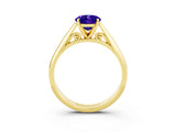 Yellow gold Oval Cut Tanzanite Solitaire Engagement Ring with Cathedral Setting and Four-Prong Mount_21