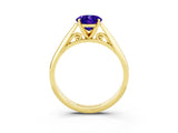 Yellow gold Oval Cut Tanzanite Solitaire Engagement Ring with Cathedral Setting and Four-Prong Mount_27