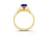 Yellow gold Oval Cut Tanzanite Solitaire Engagement Ring with Cathedral Setting and Four-Prong Mount_69