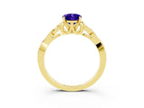 Yellow gold Oval Cut Tanzanite Solitaire Engagement Ring with Celtic Knot Band and Four-Prong Setting_3