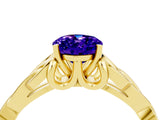 Yellow gold Oval Cut Tanzanite Solitaire Engagement Ring with Celtic Knot Band and Four-Prong Setting_4