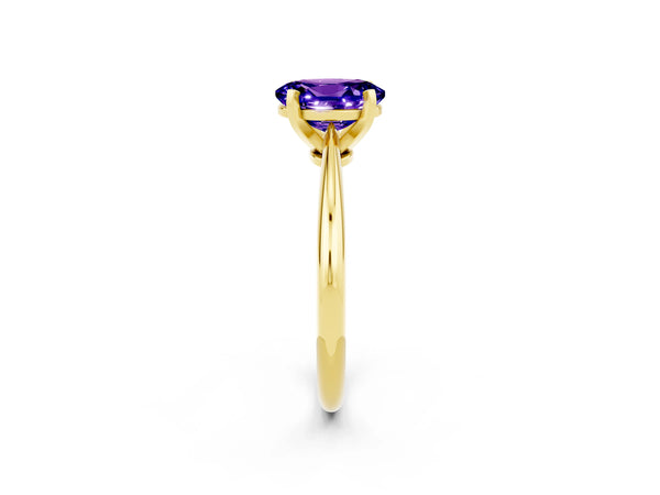 Yellow gold Oval Cut Tanzanite Solitaire Engagement Ring with Classic Band and Four-Prong Setting