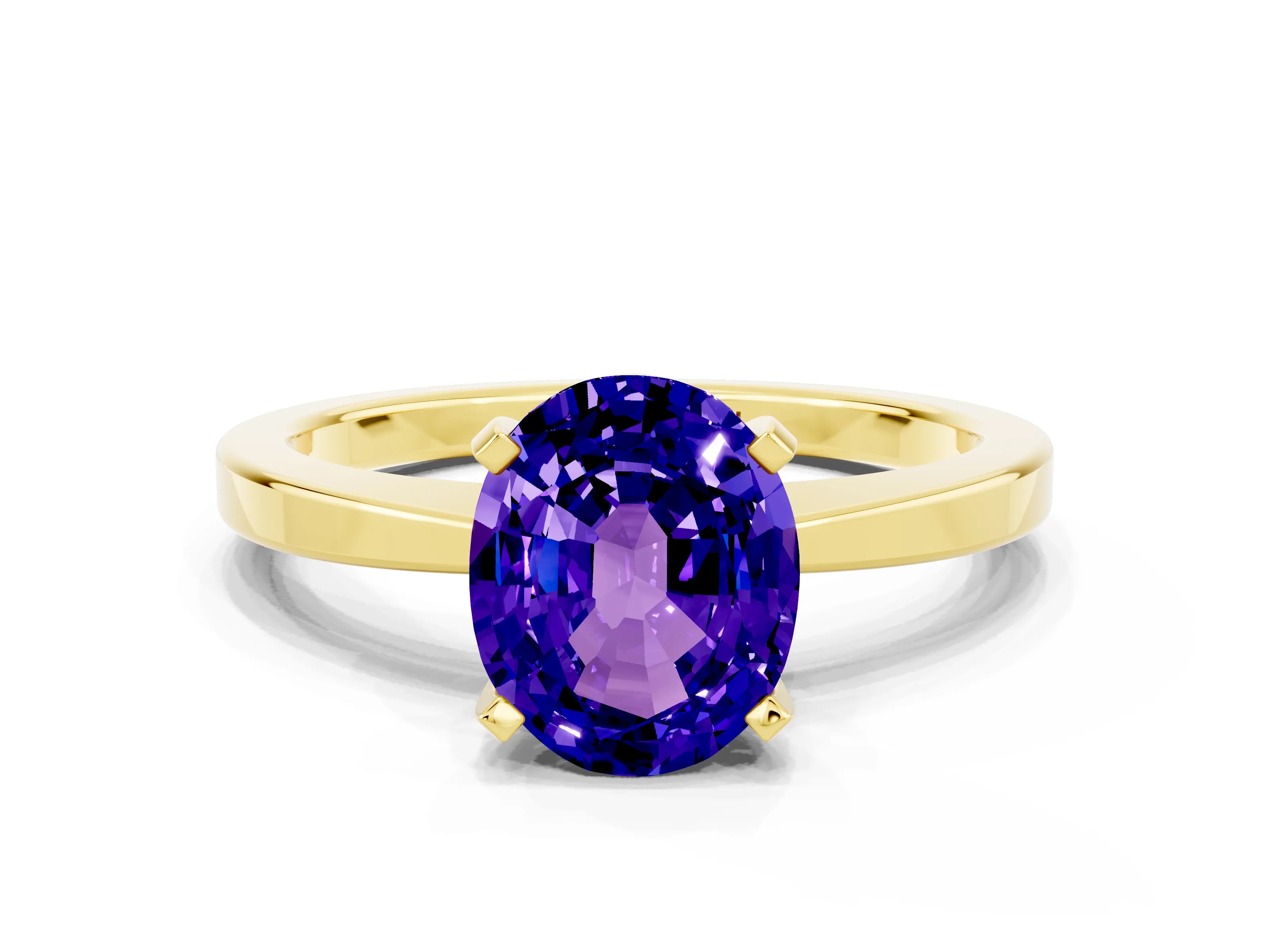 Yellow gold Oval Cut Tanzanite Solitaire Engagement Ring with Classic Band and Four-Prong Setting_44