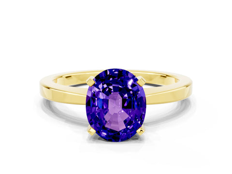 Yellow gold Oval Cut Tanzanite Solitaire Engagement Ring with Classic Band and Four-Prong Setting_44
