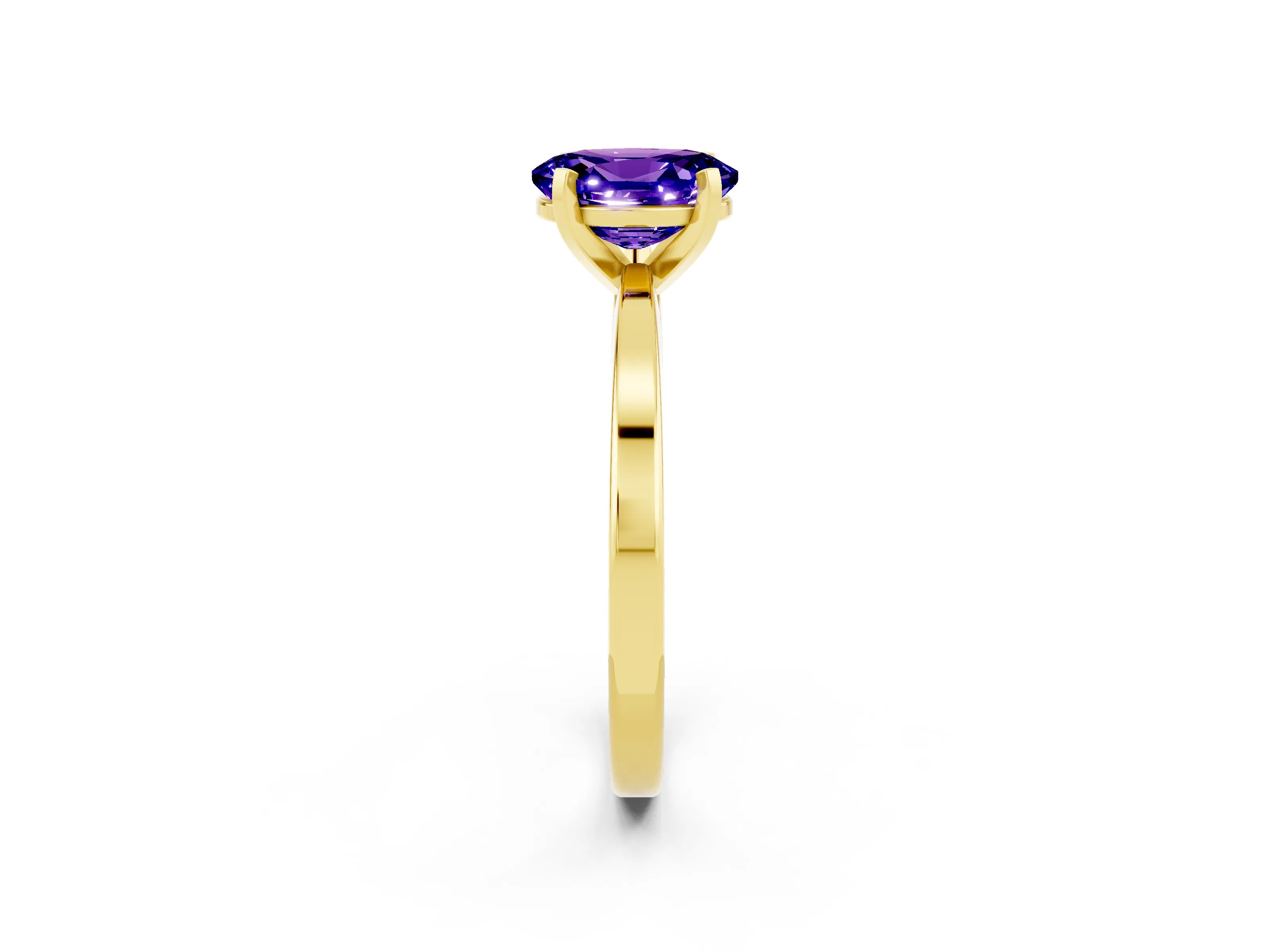Yellow gold Oval Cut Tanzanite Solitaire Engagement Ring with Classic Band and Four-Prong Setting_46