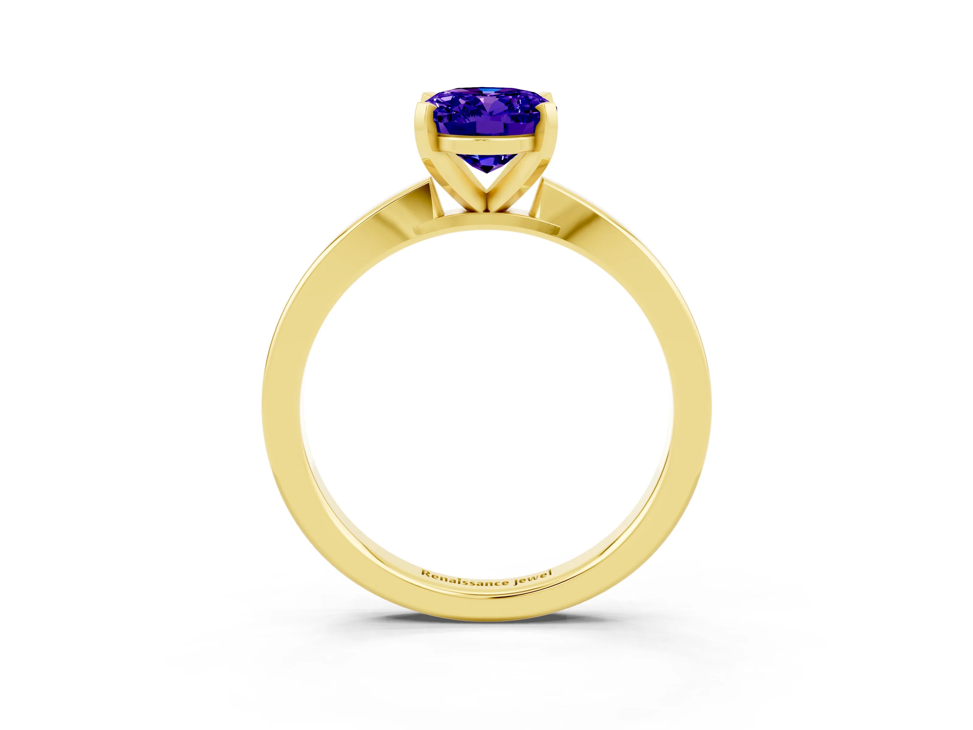 Yellow gold Oval Cut Tanzanite Solitaire Engagement Ring with Classic Band and Four-Prong Setting_47