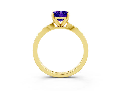 Yellow gold Oval Cut Tanzanite Solitaire Engagement Ring with Classic Band and Four-Prong Setting_47