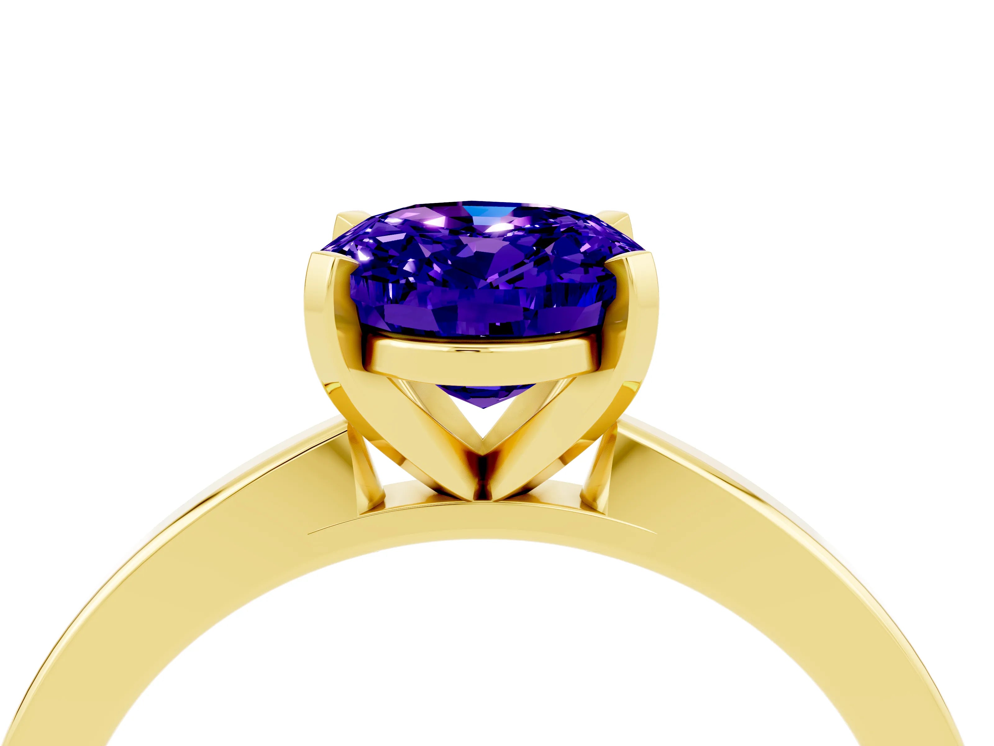 Yellow gold Oval Cut Tanzanite Solitaire Engagement Ring with Classic Band and Four-Prong Setting_48