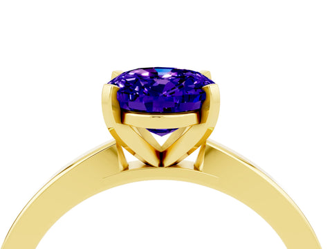 Yellow gold Oval Cut Tanzanite Solitaire Engagement Ring with Classic Band and Four-Prong Setting_48