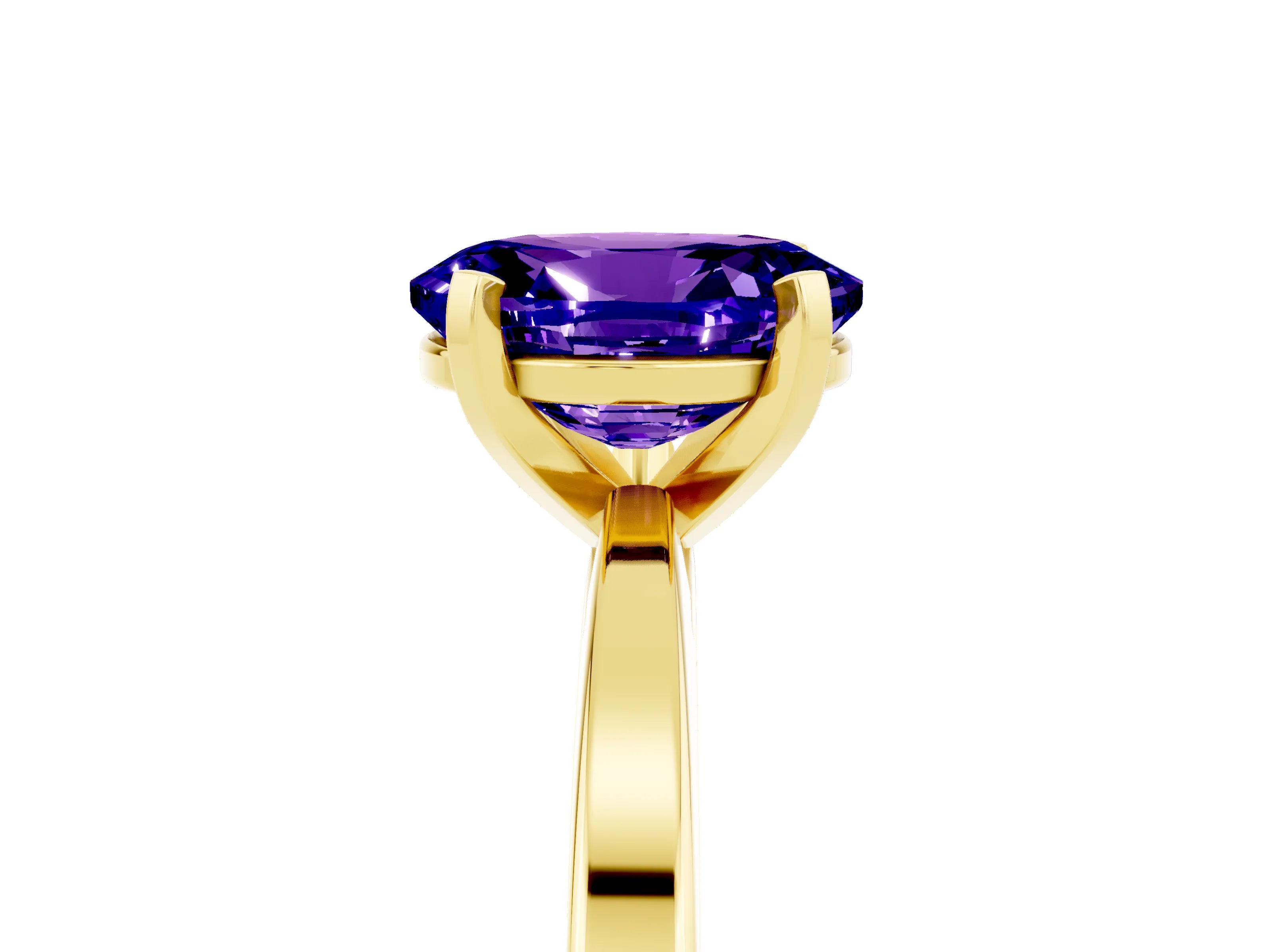 Yellow gold Oval Cut Tanzanite Solitaire Engagement Ring with Classic Band and Four-Prong Setting_49