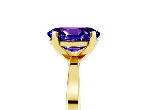Yellow gold Oval Cut Tanzanite Solitaire Engagement Ring with Classic Band and Four-Prong Setting_49