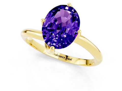 Yellow gold Oval Cut Tanzanite Solitaire Engagement Ring with Four-Prong Setting and Classic Band_13