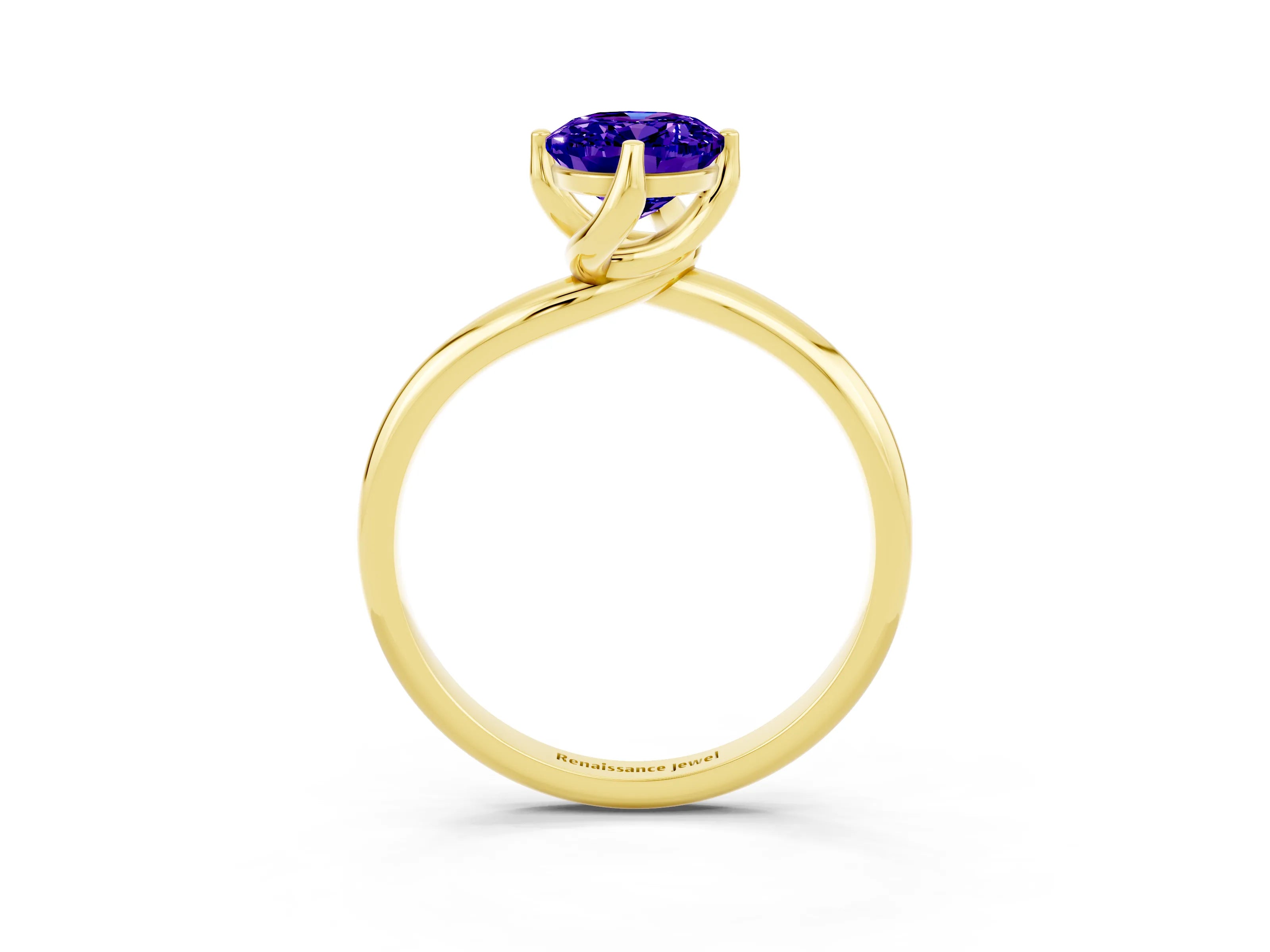 Yellow gold Oval Cut Tanzanite Solitaire Engagement Ring with Four-Prong Setting and Classic Band_15