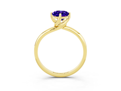 Yellow gold Oval Cut Tanzanite Solitaire Engagement Ring with Four-Prong Setting and Classic Band_15