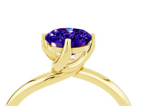Yellow gold Oval Cut Tanzanite Solitaire Engagement Ring with Four-Prong Setting and Classic Band_16