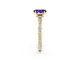 Yellow gold Oval Cut Tanzanite Solitaire Engagement Ring with Pavé Band and Four-Prong Setting_2