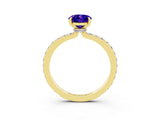 Yellow gold Oval Cut Tanzanite Solitaire Engagement Ring with Pavé Band and Four-Prong Setting_3