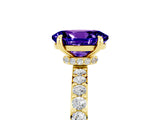 Yellow gold Oval Cut Tanzanite Solitaire Engagement Ring with Pavé Band and Four-Prong Setting_5
