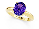 Yellow gold Oval Cut Tanzanite Solitaire Engagement Ring with Round Band and Four-Prong Setting_1