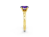 Yellow gold Oval Cut Tanzanite Solitaire Engagement Ring with Round Band and Four-Prong Setting_2