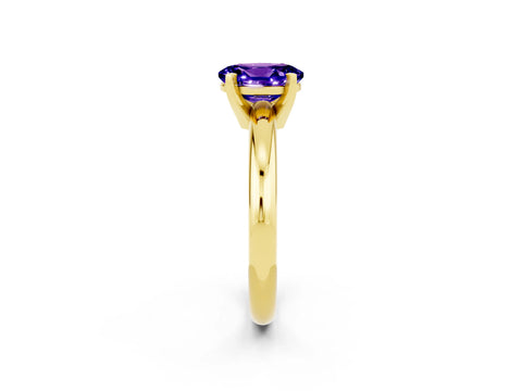 Yellow gold Oval Cut Tanzanite Solitaire Engagement Ring with Round Band and Four-Prong Setting_2