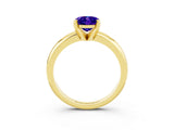 Yellow gold Oval Cut Tanzanite Solitaire Engagement Ring with Round Band and Four-Prong Setting_3