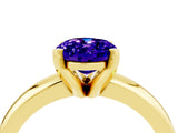 Yellow gold Oval Cut Tanzanite Solitaire Engagement Ring with Round Band and Four-Prong Setting_4