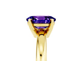 Yellow gold Oval Cut Tanzanite Solitaire Engagement Ring with Round Band and Four-Prong Setting_5