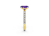 Yellow gold Oval Cut Tanzanite Solitaire Pavé Band with Four-Prong Setting_2
