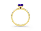 Yellow gold Oval Cut Tanzanite Solitaire Pavé Band with Four-Prong Setting_3