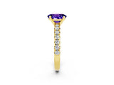Yellow gold Oval Cut Tanzanite Solitaire Pavé Engagement Ring with Round Band and Prong Setting_14