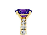 Yellow gold Oval Cut Tanzanite Solitaire Pavé Engagement Ring with Round Band and Prong Setting_17