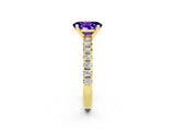 Yellow gold Oval Cut Tanzanite Solitaire Pavé Engagement Ring with Round Band and Prong Setting_68