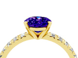 Yellow gold Oval Cut Tanzanite Solitaire Pavé Engagement Ring with Round Band and Prong Setting_70