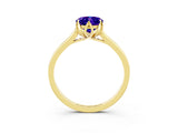 Yellow gold Oval Cut Tanzanite Solitaire Ring with Flower Prong Setting and Classic Band_15