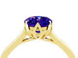 Yellow gold Oval Cut Tanzanite Solitaire Ring with Flower Prong Setting and Classic Band_16