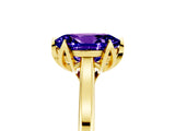 Yellow gold Oval Cut Tanzanite Solitaire Ring with Flower Prong Setting and Classic Band_17