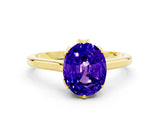 Yellow gold Oval Cut Tanzanite Solitaire Ring with Flower Prong Setting and Classic Band_36