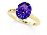 Yellow gold Oval Cut Tanzanite Solitaire Ring with Flower Prong Setting and Classic Band_37