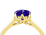 Yellow gold Oval Cut Tanzanite Solitaire Ring with Flower Prong Setting and Classic Band_40