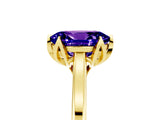 Yellow gold Oval Cut Tanzanite Solitaire Ring with Flower Prong Setting and Classic Band_41