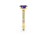 Yellow gold Oval Cut Tanzanite Solitaire Ring with Pavé Accents and Four-Prong Setting_2