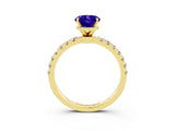 Yellow gold Oval Cut Tanzanite Solitaire Ring with Pavé Accents and Four-Prong Setting_3
