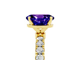 Yellow gold Oval Cut Tanzanite Solitaire Ring with Pavé Accents and Four-Prong Setting_5