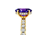 Yellow gold Oval Cut Tanzanite Solitaire Ring with Pavé Band and Four-Prong Setting_29