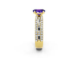 Yellow gold Oval Cut Tanzanite Solitaire Ring with Pavé and Channel Set Band_2
