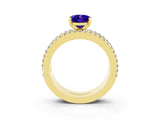 Yellow gold Oval Cut Tanzanite Solitaire Ring with Pavé and Channel Set Band_3