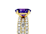 Yellow gold Oval Cut Tanzanite Solitaire Ring with Pavé and Channel Set Band_5